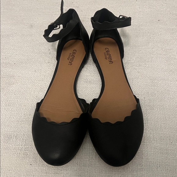 Crown Vintage Shoes - Crown Vintage Black Leather Sandals with Ankle Strap Size Size 7
